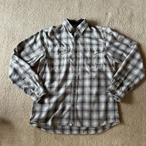Fjallraven Men’s Plaid Long-Sleeve Button-Down Shirt - Gray/Green, White Size L